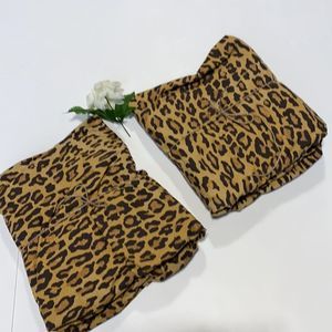 2  Ralph Lauren Aragon Leopard Print Cotton Fitted Sheets Twin
